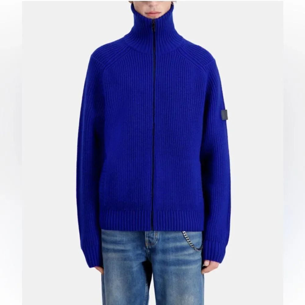 $445 The Kooples Blue Zipper cardigan NWT SMALL